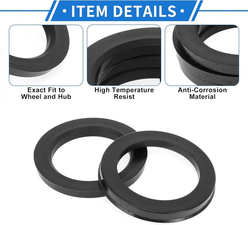 VekAuto 93.1mm to 66.1mm Car Wheel Hub Centric Rings Black Polycarbonate Wheels Center Shaft Shock Absorbing Hubrings 4 Pcs - Image 5